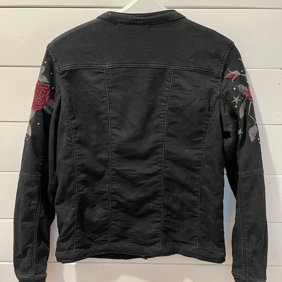 🩶 Monari embroidered moto-style jacket, estimated size L (based on measurements) - Picture 10 of 11